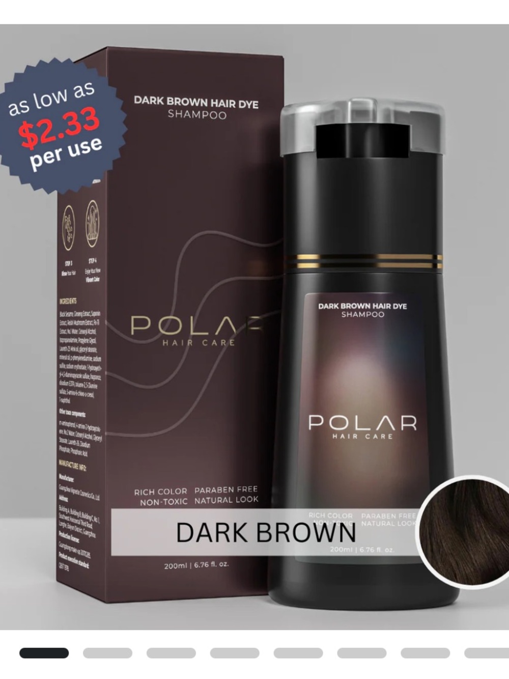 Polar Hair Dye Shampoo -  Dark Brown